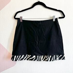Vintage Black Zebra Print Skirt,‎ Grunge Clubwear Gothic Coquette Medium